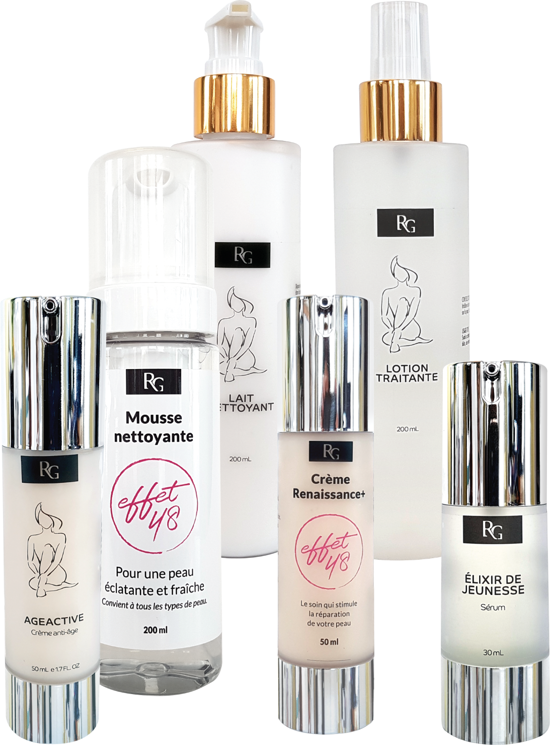 Gamme de produits pour les soins du visage RG Beauté